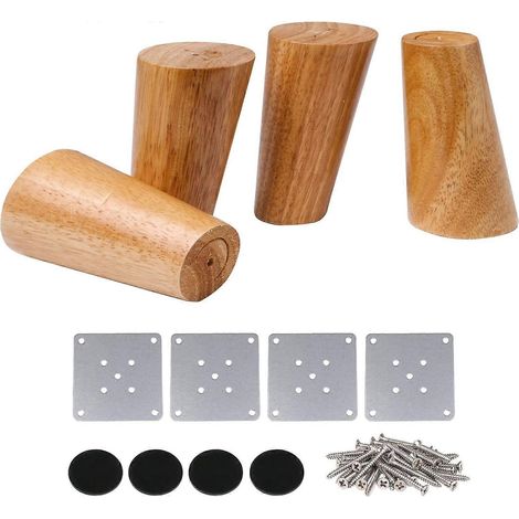 Runde Sofabeine aus Holz, 10 cm hoch, inklusive Schrauben, 4er-Packung Wohnaccessoires für Möbel