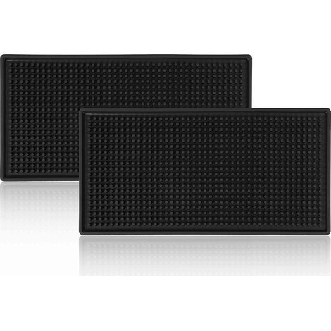 2 pcs Tapis de Bar Doux Noir Couleur PVC Dessous de Verre Barre de Service Tapis en Caoutchouc étanche Ustensiles de Cuisine 30x15 cm (1/4)