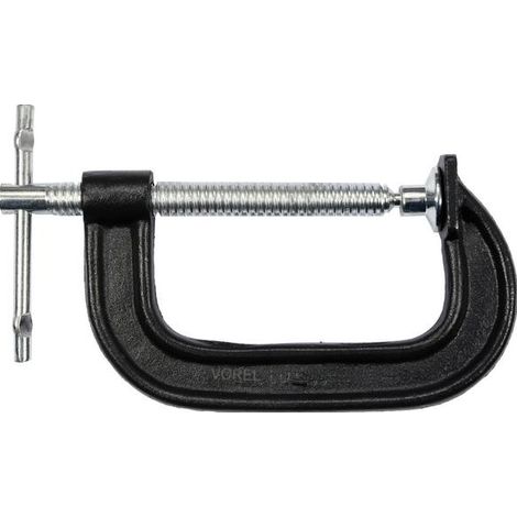 Vorel 38432, abrazadera de plancha y acero, ideal para sujeción de materiales, resistente y duradera, 1 pieza.