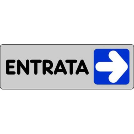 SEGNALE Etichetta Adesiva VINILE cm 15x5 ENTRATA A DESTRA-- Informazione Porta Negozi Uffici