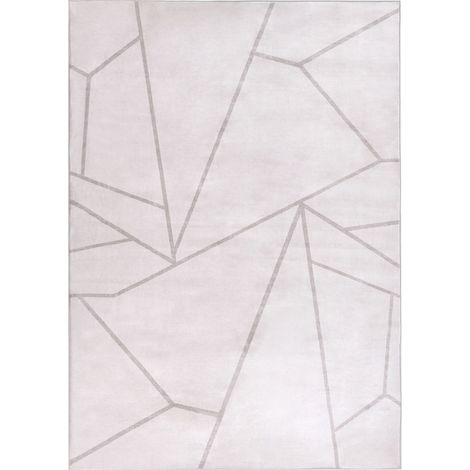 Elegante tappeto 160 x 230 cm Tessuto geometrico Soggiorno Camera da letto Per riscaldamento a pavimento Fondo antiscivolo Beige chiaro Posof