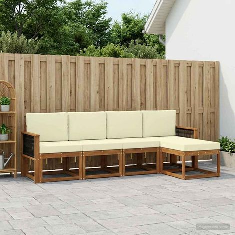Teenpull – Outdoor-Sofagarnitur 5 Stk. Natur und Creme Polyester (1/5)