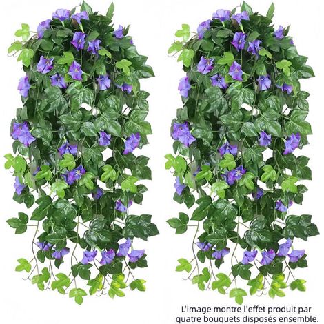 Plantes artificielles suspendues violettes – idéales pour mariage, balcon, jardin ou décoration murale intérieure/extérieure