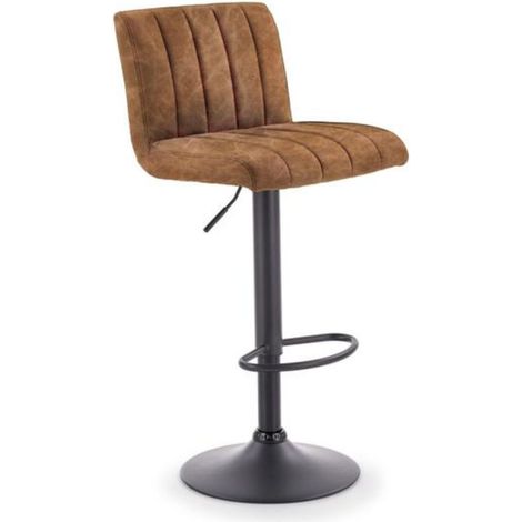 Tabouret de bar marron avec structure design en métal noir mat LEEDS (1/3)
