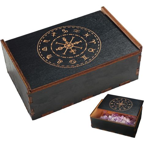 Boîte de cartes de tarot, boîte de tarot Rangement et étui pour cartes de Boîte à s vintage à bijoux en bois Petit bois, boîte multifonctionnelle vintage pour carte de (1/5)