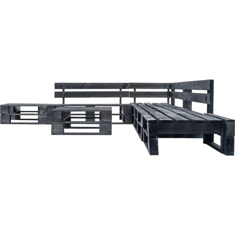 Maison Exclusive - 6-tlg. Garten-Paletten-Sofagarnitur Schwarz Ho (1/3)