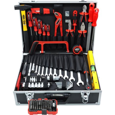 Mallette à outils 75557 – Coffret multi-outils en acier chrome-vanadium – 61 pièces pour professionnels – Mallette robuste en aluminium – Famex (1/5)