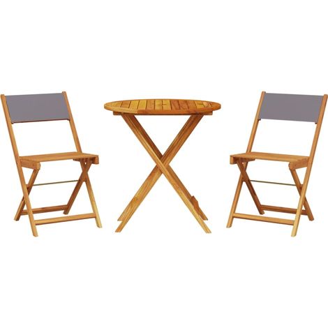 Ensemble de bistro 3 pcs,Salon de jardin anthracite tissu et bois massif CFW94981 (1/5)