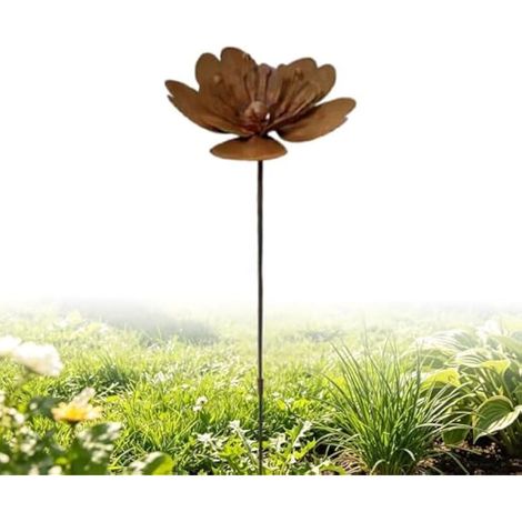 Treillis de fleurs en métal rouillé - Décoration de jardin rouillée pour décoration de jardin rouillée - Piquet de jardin en acier pour parterre de fleurs - Piquet de jardin pour printemps (marron)