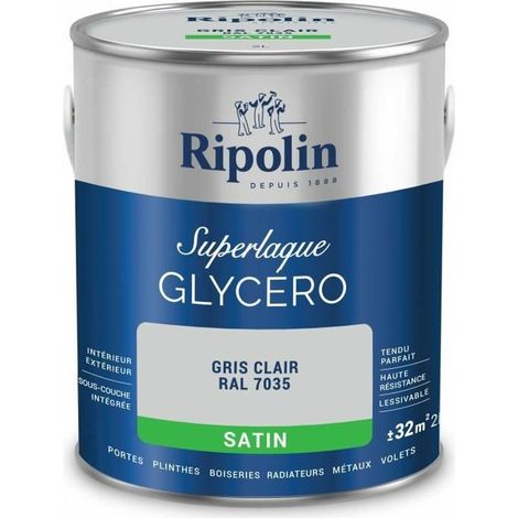 Laque glycéro gris clair RAL 7035 satin - RIPOLIN - 2 L