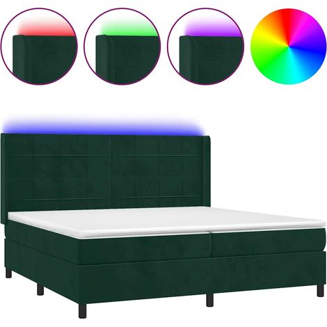 Maison Exclusive - Letto a Molle con Materasso e LED Verde Scuro 200x200cm Velluto (1/5)