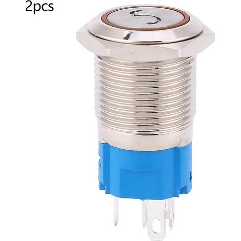 Interrupteur à bouton-poussoir à tête plate en acier inoxydable de 16 mm avec voyant lumineux et marquage numérique 5, étanche IP65, avec affichage lumineux et numérique. (1/5)