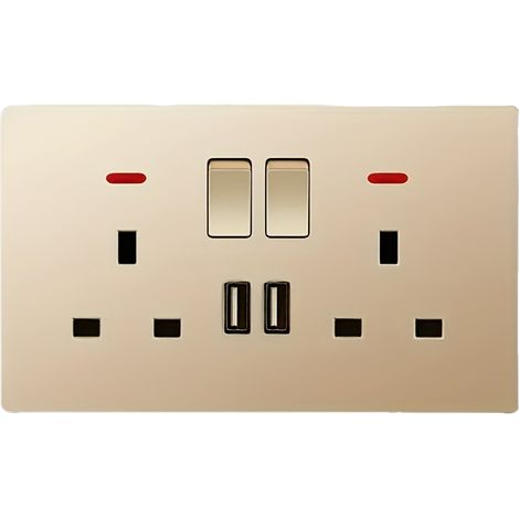 FLITI Dual USB Wall Socket 13A Flat Plate Gold PC (1/5)
