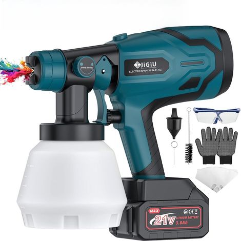 Pistolet à Peinture sans Fil 21V Anti-bouchage - Bleu (1/5)