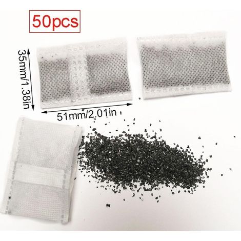 Sachets de Charbon Actif pour Filtration de l'Eau et Désodorisation - Filtres de Remplacement Universels pour Carafes Filtrantes, Fontaines à Eau et Épurateurs d'Air - Lot de 50 Pièces