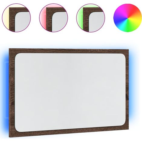 Miroir de salle de bain à LED chêne marron bois d'ingénierie