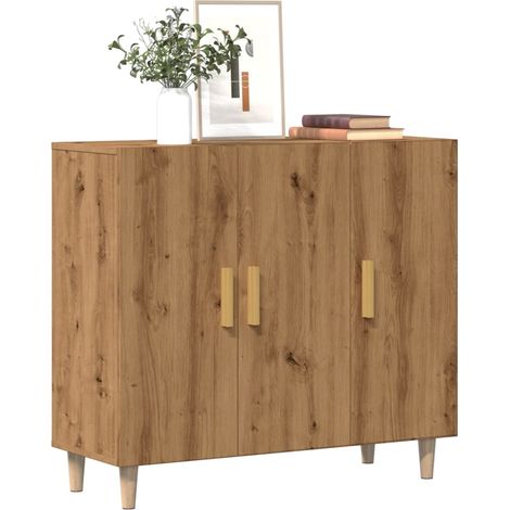 Aparador de madera de ingeniería roble artisan 90x34x80 cm vidaXL (1/5)