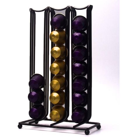 Support mural pour capsules de café, rangement de dosettes, organiseur pour 42 capsules, porte-capsules noir, étagère compacte pour cuisine. (1/5)