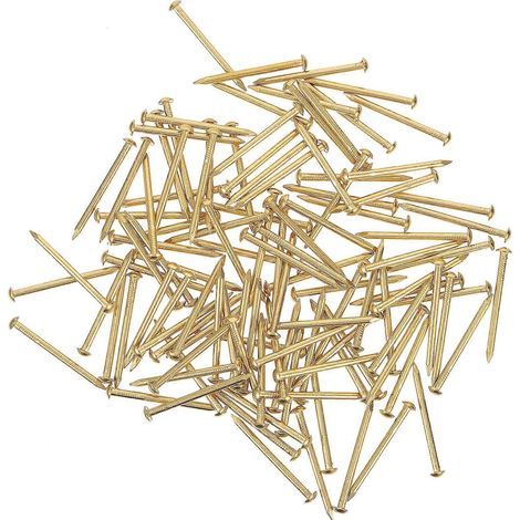 1 paquet de 250 g de clous en cuivre pour charpentier, clous ronds, petits clous, outils de fixation (dorés)-4X2.8CM-Golden (1/2)
