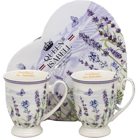 Großes Porzellantassen-Set (300 ml) als Geschenk in einer Box, Lavendel-Kollektion (1/5)