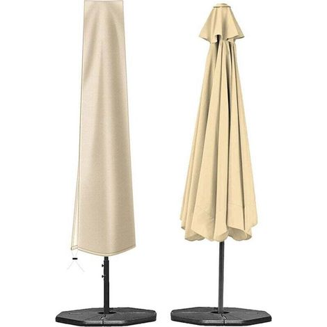 Couverture de Parasol,Housse de Parasol Double Couche Imperméable Anti-UV Robuste en Tissu Oxford 210D Housse Protection pour Parasol avec Fermeture à glissière (190×30×50cm,Beige) GROOFOO (1/5)