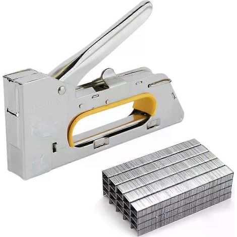 Agrafeuse à tapisserie manuelle 4/6/8 mm avec 2400 clous en acier inoxydable pour le travail du bois et la reliure de meubles (1/4)
