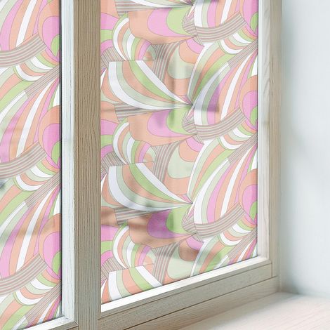 Sichtschutzfolie 200x100 cm Dekorfolie Blickdicht Folie für Badezimmer Sichtschutz Fenster Milchglas PVC Dekorativ Selbstklebend Buntes Zickzackmuster