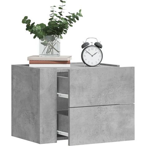 Wand-Nachttische 2 Stk. Betongrau 45x30x35 cm