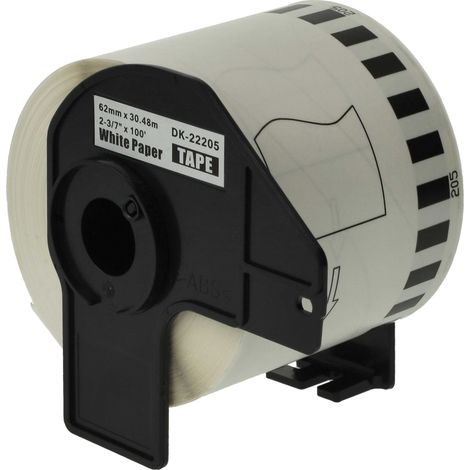 vhbw Etiketten-Rolle mit Halter 62mm x 30,48m (1 Etikette) kompatibel mit Brother PT QL-500, QL-500A Etiketten-Drucker - Premium Weiß (1/5)
