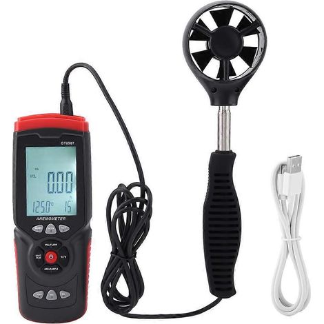 Anémomètre numérique USB de précision GT8907, testeur multifonctionnel de vitesse du vent, de température et de débit d'air (1/4)