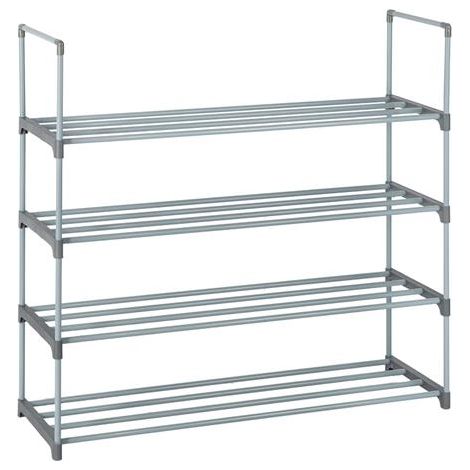 Étagère à chaussures à 4 niveaux organisateur de stockage d'étagère de tour de chaussure pour chambre, entrée, couloir et placard, grise