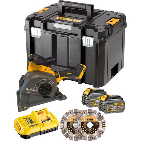 Dewalt DCG200T2 54v FLEXVOLT Wall Chaser 125mm 2 x Diamond Discs 2 x 6.0AH (1/4)