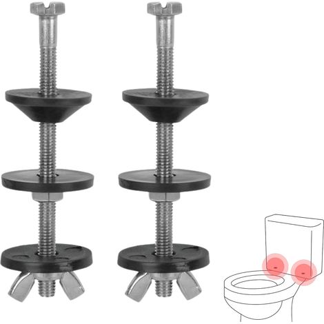 Kit de vis de chasse d'eau universelle M6 × 90 - Jeu de 2 vis en acier inoxydable avec rondelles, joints et équerres - Fixation cuvette WC/WC sûre et étanche (1/5)