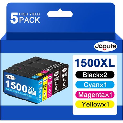 1500XL Cartouches d'encre pour Canon PGI-1500XL PGI-1500 Remplacement pour Canon Maxify MB2050 MB2150 MB2750 MB2000 MB2050 MB2155 MB2300 MB2350, 5 Pack (2Noir, 1 Cyan, 1 Mégenta, 1 Jaune) (1/5)