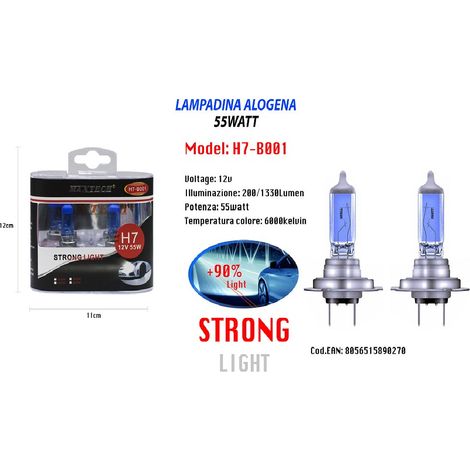 TRADE SHOP - Lampadine Alogene Di Ricambio Per Auto H7 55watt 12v Luce Bianca Maxtech H7-b001 -
