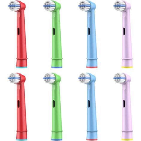 Lot de 8 têtes de rechange pour enfants compatibles avec la brosse à dents électrique Braun Oral-B, poils ultra-doux, idéales pour les enfants (1/3)