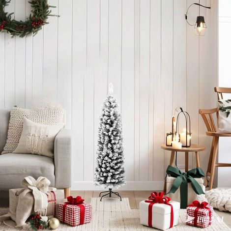Sapin de Noël  Arbre de Noël artificiel mince flocon de neige vert 120 cm PVC (1/5)
