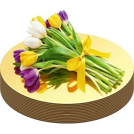 Lot de 10 miroirs ronds pour décoration de table, miroir rond avec bougeoir pour mariages, anniversaires, fêtes, travaux manuels et décorations (20 cm) (1/5)