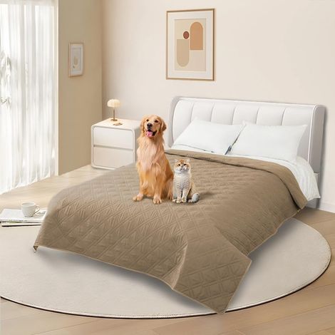 Housse imperméable canapé, Housse de canapé pour Chien, Housse Impermeable canape lit, avec Base antidérapante, Protection canapé Chien, Chat(Brun,208-208 cm) (1/5)