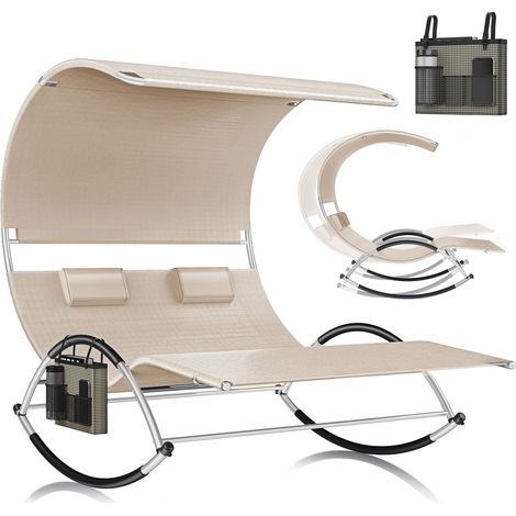 Kesser – Bain de soleil double avec toit – Chaise longue ergonomique 2 places – Structure acier galvanisé – Tissu Textilène respirant – Charge max 220 kg (1/5)