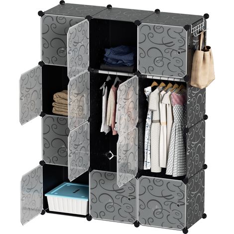 Randaco 12/16/20 compartimentos Sistema de estanterías para armarios de bricolaje Estantería de pie con puerta de plástico Armario ropero - 16 compartimentos (1/5)