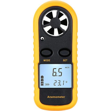 Mini anémomètre numérique LCD vitesse du vent mesure de la température de la vitesse de l'air avec rétro-éclairage (1/4)