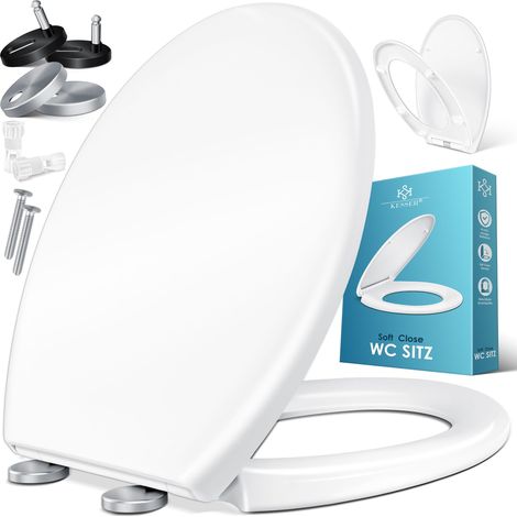KESSER® Sedile per WC con chiusura ammortizzata Coperchio per WC con funzione di sgancio rapido e chiusura ammortizzata - facile installazione Coperchio per WC antibatterico in Duroplast Sedile per W