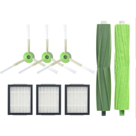 Kit de remplacement iRobot Roomba 8 pièces accessoires pour iRobot Roomba i7 i7+/i7 Plus E5 E6 E7 pièces de rechange de filtre d'aspirateur brosse latérale filtre brosse (1/4)