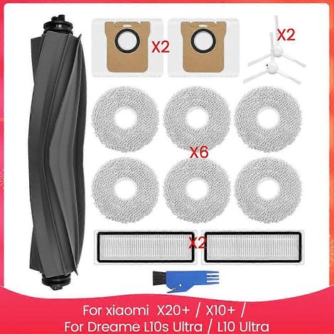 Filtre pour aspirateur brosse pour aspirateur Filtre de brosse pour aspirateur filtre de X20+ / X10+ L10s Ultra / L10 Ultra Aspirateur Cleaners Main Side Brosse Serpillière Pads HEPA Filtre Dust Bags (1/5)