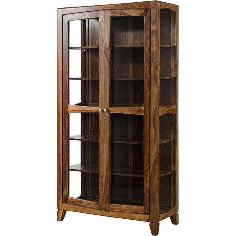 ANCONA 116 Vetrina in legno di sheesham - laccato / marrone 100x45x195