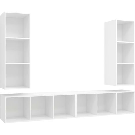 Meubles TV muraux 4 pcs,Banc TV,Armoire TV Blanc Bois d'ingénierie CFW285882 (1/5)
