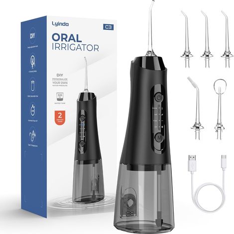 Jet Dentaire Hydropulseur Irrigateur Oral: 320ML Étanche IPX7 Pulseur (1/5)