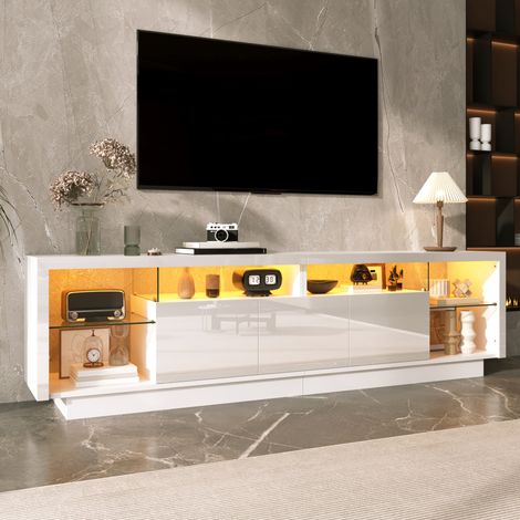 Mobile TV bianco 200 x 38 x 55 cm con LED multicolore controllato da app HAVRYA (1/5)