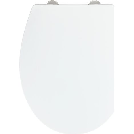 Wenko – Abattant WC blanc avec frein de chute – Lunette clipsable en thermoplastique – Fixation inox – Assise jusqu'à 300kg – Dimensions 37 x 44,5 cm (1/5)
